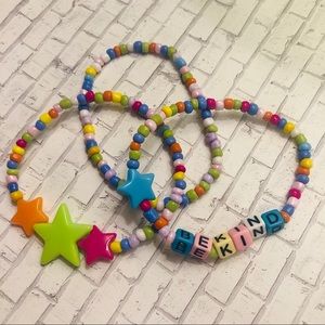 3 set BE KIND seed bead multi bracelet set alpha